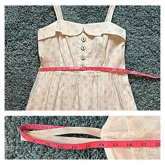 ANTHROPOLOGIE MAEVE In A Twinkling DRESS Off-White, Gold Dots 6 MIDI FULL SKIRT - Picture 13 of 13